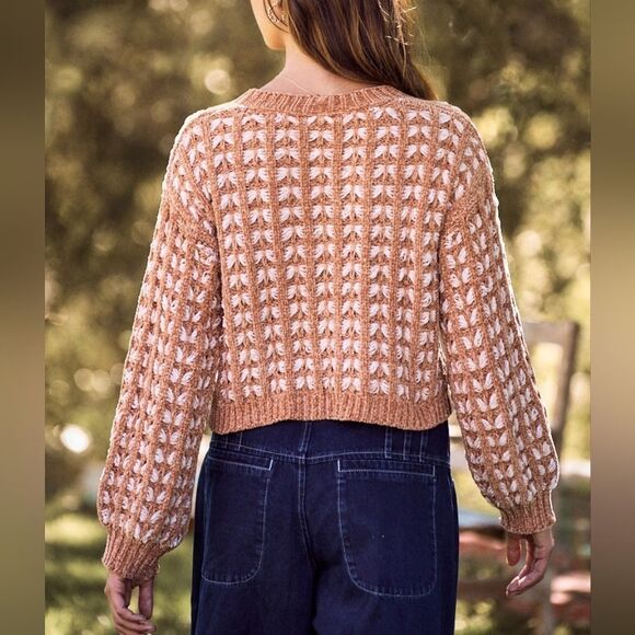 SO ME Soft Chenille Crochet Knit Button Down V-Neck Sweater Cardigan - Picture 10 of 10